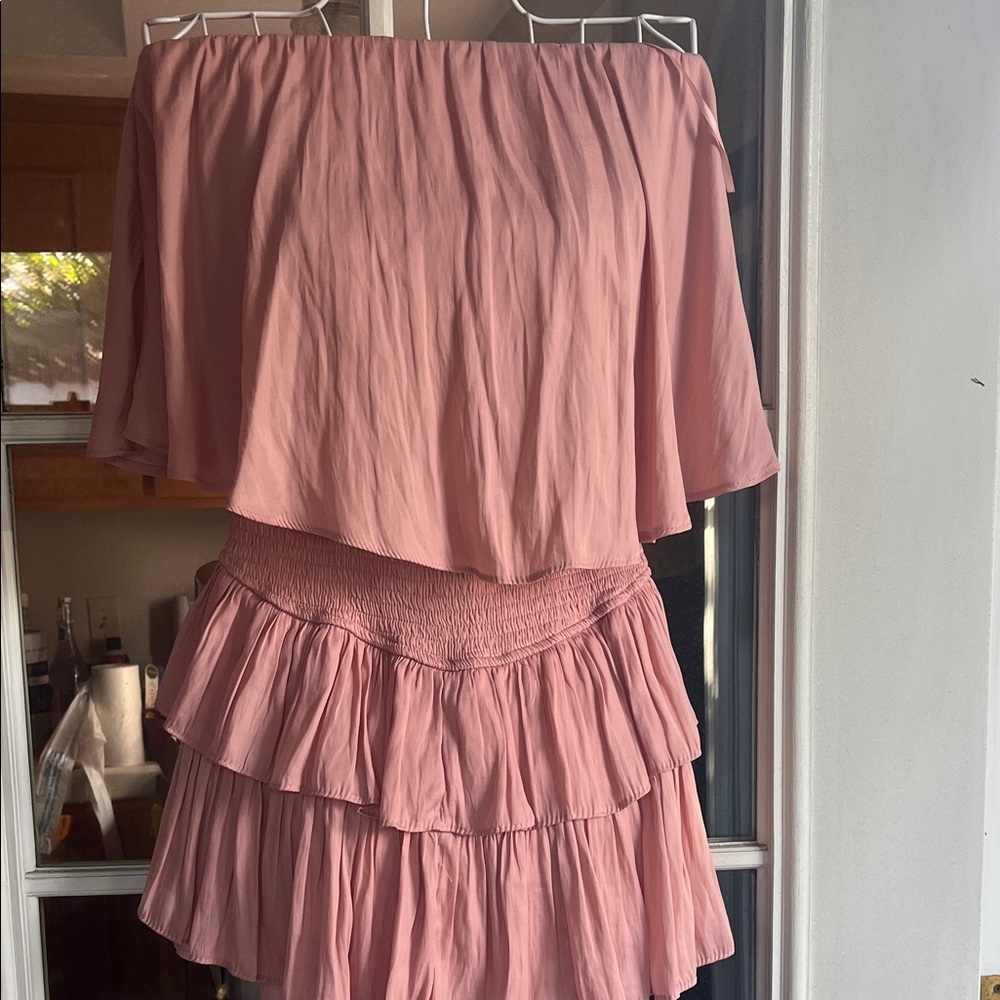 Elegant Off-Shoulder Pink Layered Jumpsuit